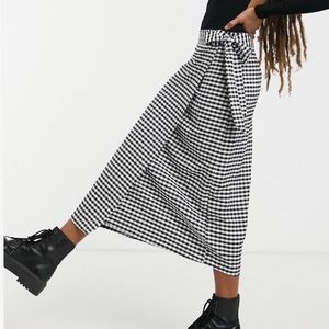 Midi Wrap Skirt Black and White Gingham